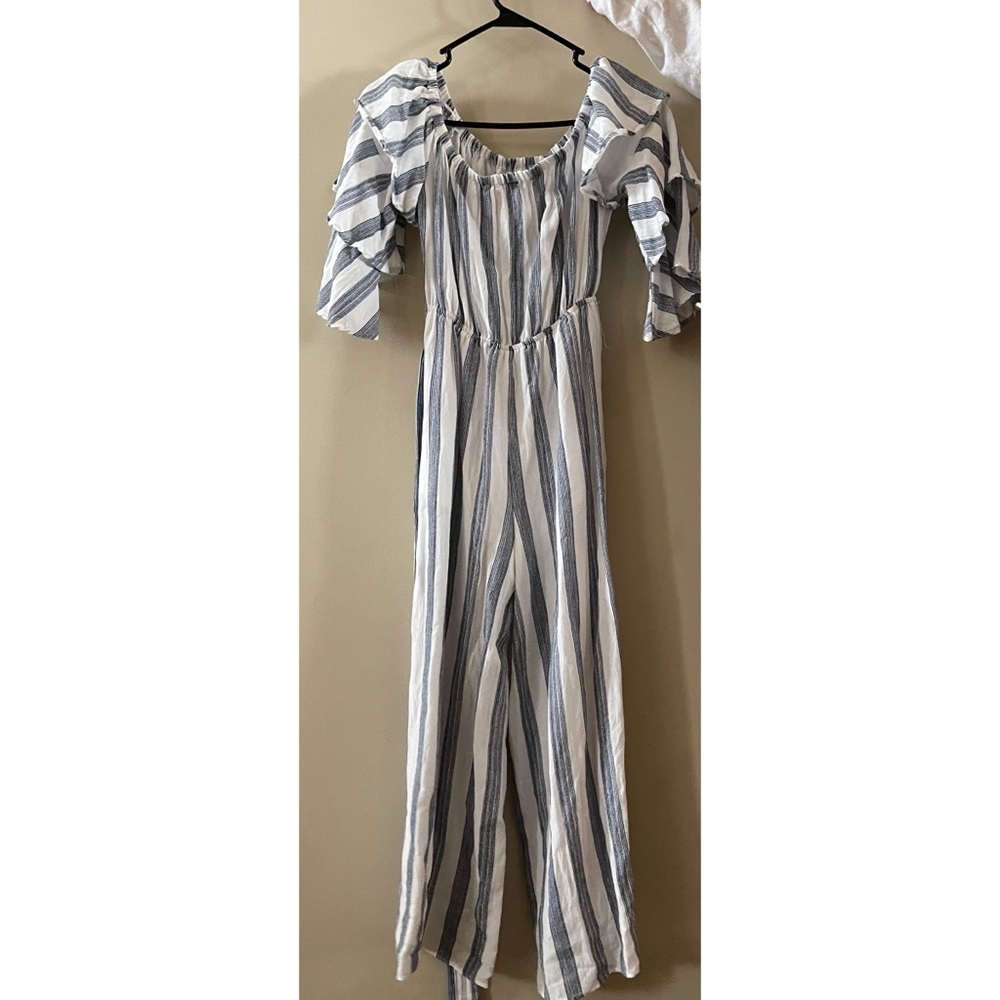 Blue and White Off shoulder romper